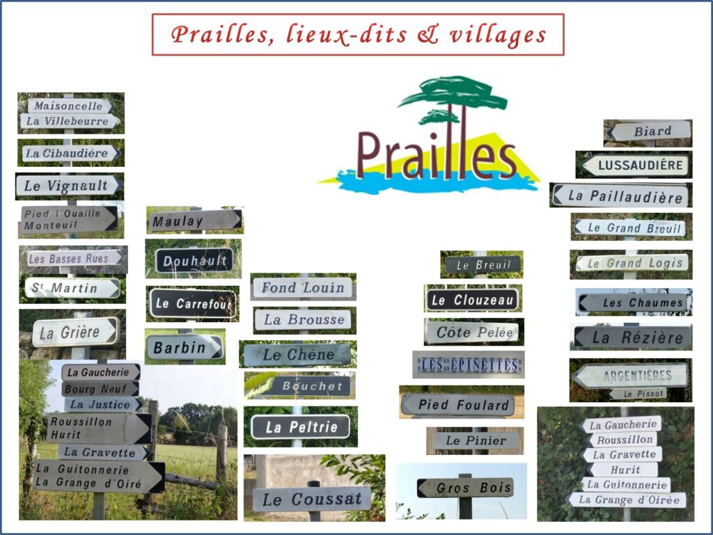 Carte des lieux-dits de Prailles-La Couarde