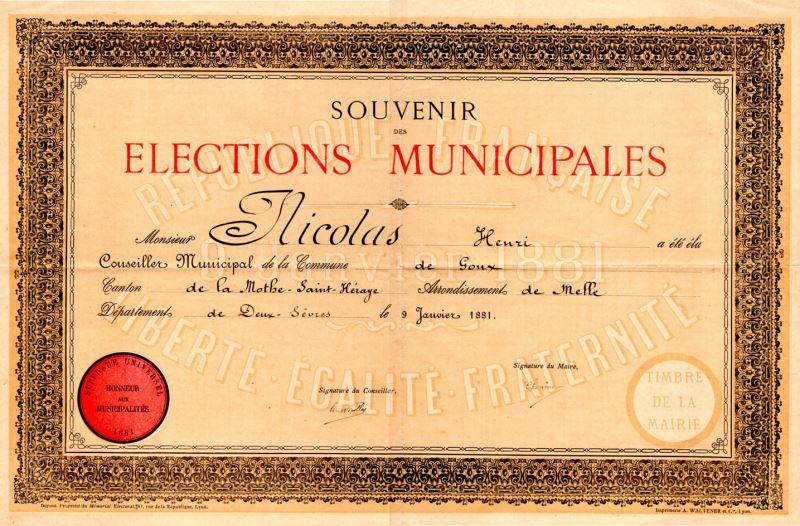 Registre des élections municipales de Goux en 1881